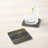 Moderne Elegante Gouden Monogram Bier Onderzetter (Rechterzijde)