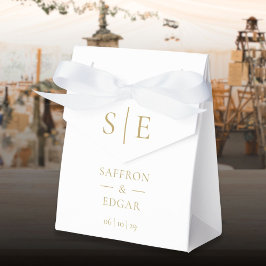 Moderne Elegante Gouden Monogram Bruiloft Bedankdoosjes
