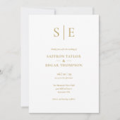 Moderne Elegante Gouden Monogram Bruiloft Kaart (Voorkant)
