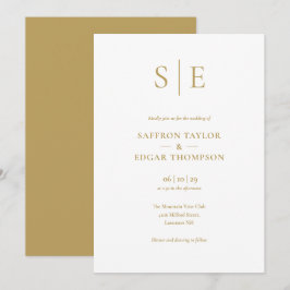 Moderne Elegante Gouden Monogram Bruiloft Kaart