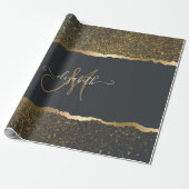 Moderne Elegante Gouden Monogram Cadeaupapier (Uitgerold)