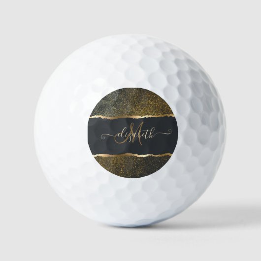 Moderne Elegante Gouden Monogram Golfballen (Voorkant)
