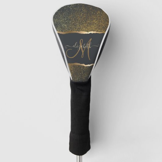 Moderne Elegante Gouden Monogram Golfheadcover (Voorkant)