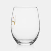 Moderne Elegante Gouden Monogram Huwelijksgunst Wijnglas Zonder Voet (Links)