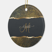 Moderne Elegante Gouden Monogram Keramisch Ornament (Links)