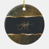 Moderne Elegante Gouden Monogram Keramisch Ornament (Achterkant)