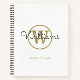 Moderne Elegante Gouden Monogram Naam Notitieboek