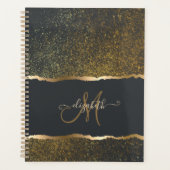 Moderne Elegante Gouden Monogram Planner (Voorkant)