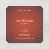 Moderne Elegante Gouden Monogram Rode Sjabloon Lux Vierkante Visitekaartje (Achterkant)