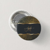 Moderne Elegante Gouden Monogram Ronde Button 3,2 Cm (Voorkant /achterkant)