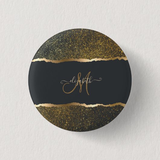 Moderne Elegante Gouden Monogram Ronde Button 3,2 Cm (Voorkant)