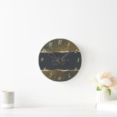 Moderne Elegante Gouden Monogram Ronde Klok (Huis)