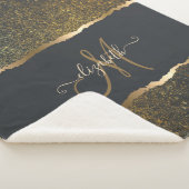 Moderne Elegante Gouden Monogram Sherpa Deken (3/4)