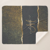 Moderne Elegante Gouden Monogram Sherpa Deken (Voorkant (horizontaal))