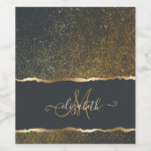 Moderne Elegante Gouden Monogram Wijn Etiket (Enkel label)