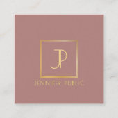 Moderne Elegante Gouden Monogrammed Ontwerp Sjablo Vierkante Visitekaartje (Voorkant)