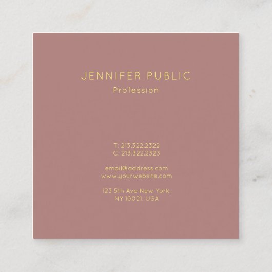 Moderne Elegante Gouden Monogrammed Ontwerp Sjablo Vierkante Visitekaartje (Achterkant)