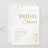 Moderne Elegante Gouden Pioenrozen Schets Bruiloft Kaart (Voorkant)