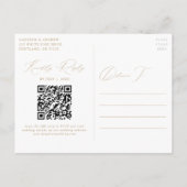 Moderne Elegante Gouden QR Code Bruiloft Uitnodiging Briefkaart (Achterkant)