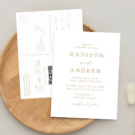 Moderne Elegante Gouden QR Code Trouwdag Uitnodiging Briefkaart