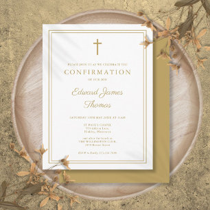 Moderne Elegante Gouden Rand Bevestigingsuitnodigi Briefkaart