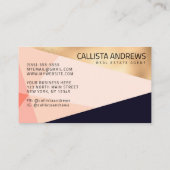 Moderne Elegante Gouden Roze Marine Geometrische Visitekaartje (Achterkant)