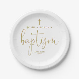 Moderne Elegante Gouden Schrift Doop Papieren Bordje