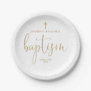 Moderne Elegante Gouden Schrift Doop Papieren Bordje