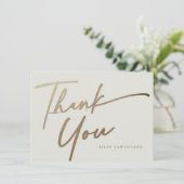 Moderne Elegante Gouden Script Boho Bruidsdouche Bedankkaart (Staand voorkant)