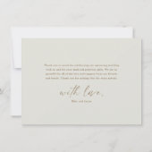 Moderne Elegante Gouden Script Boho Bruidsfeest Bedankkaart (Achterkant)