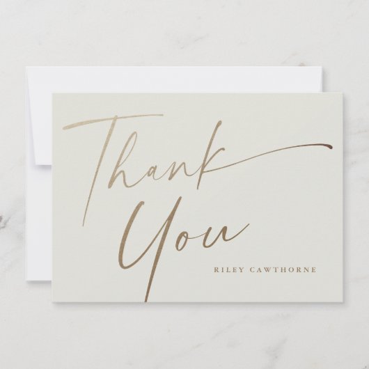 Moderne Elegante Gouden Script Boho Bruidsfeest Bedankkaart (Voorkant)