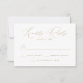 Moderne Elegante Gouden Script Bruiloft RSVP Kaartje (Voorkant)