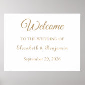 Moderne Elegante Gouden Script Bruiloft Welkom Pos Poster (Voorkant)