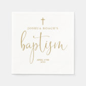 Moderne Elegante Gouden Script Doop Servet (Voorkant)