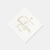 Moderne Elegante Gouden Script Doop Servet (Hoek)