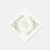 Moderne Elegante Gouden Script Groenelementen Servet (Hoek)