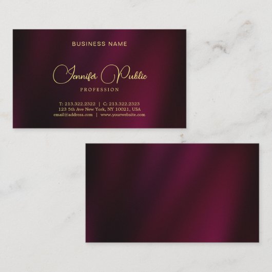 Moderne elegante gouden script naam tekst luxe visitekaartje (Voorkant / Achterkant)