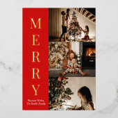 Moderne Elegante Gouden Script Prettig Kerstmis Fo Folie Feestdagenkaart (Voorkant)