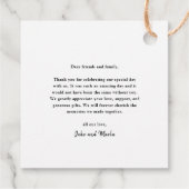 Moderne Elegante Gouden Script Trouw Dank Je Bedankjes Labels (Achterkant)