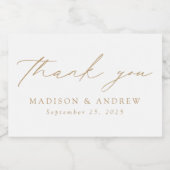 Moderne Elegante Gouden Script Trouw Dank Je Sparkling Wijnetiket (Enkel label)