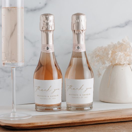 Moderne Elegante Gouden Script Trouw Dank Je Sparkling Wijnetiket