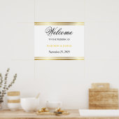 Moderne Elegante Gouden Script Trouw Welkom Poster (Keuken)