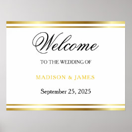 Moderne Elegante Gouden Script Trouw Welkom Poster