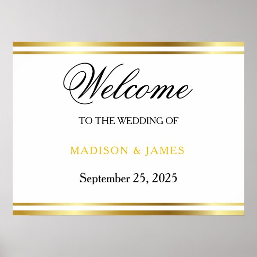 Moderne Elegante Gouden Script Trouw Welkom Poster (Voorkant)