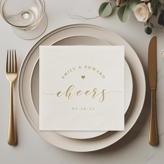 Moderne Elegante Gouden Scriptie Bruiloft Servet
