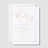 Moderne Elegante Gouden Scriptie Bruiloft Vellum Uitnodigingen (Offset)