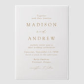 Moderne Elegante Gouden Scriptie Huwelijk Vellum Uitnodigingen (Voorkant)