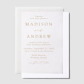 Moderne Elegante Gouden Scriptie Huwelijk Vellum Uitnodigingen (Offset)