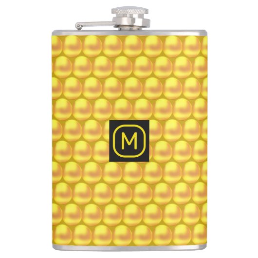 Moderne Elegante Gouden Stippen & Monogram Heupfles (Voorkant)