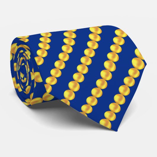 Moderne Elegante Gouden Stippen op Blauw Stropdas (Opgerold)